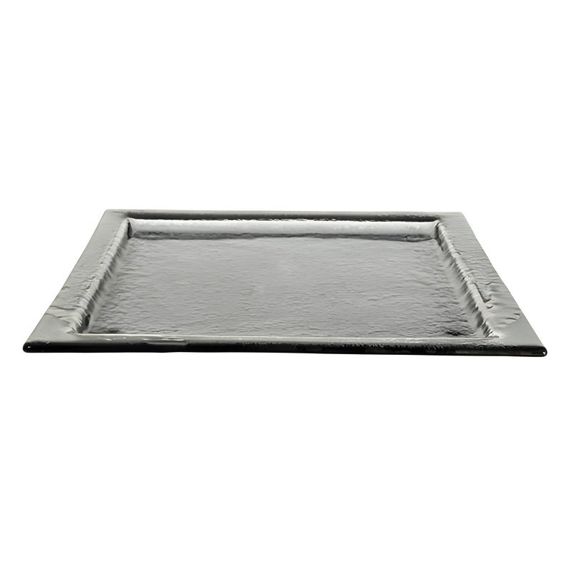 Square Plate with Rim, Grey