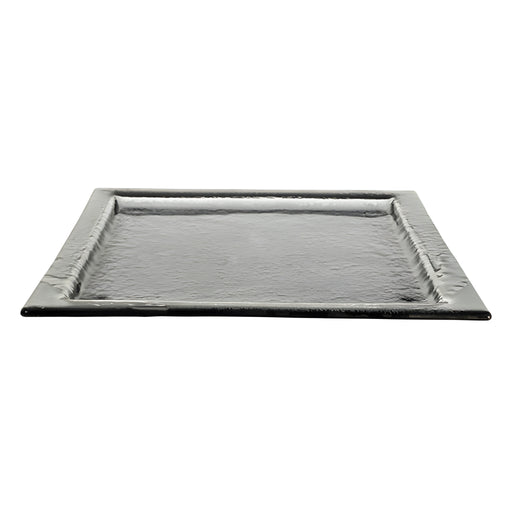 Square Plate with Rim, Grey