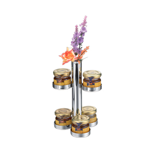 Jam & Honey Stand, 5 Compartments with Vase, 18/10 Stainless Steel