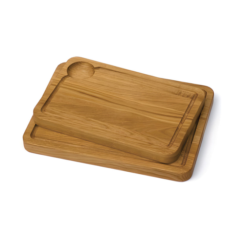 Steak Plate with Gravy Channel, Oak
