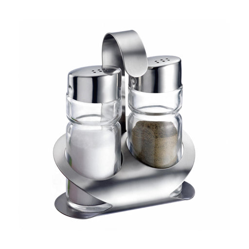 Wien Salt & Pepper Condiment Set, Glass & Stainless Steel