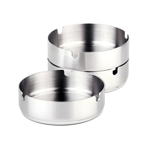 Round Ashtray with 3 Notches, Stainless Steel