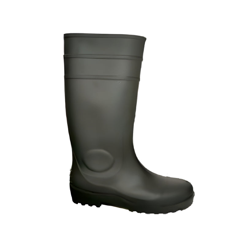 Black PVC Safety Boots with Steel Toe Cap & Midsole, Size 43