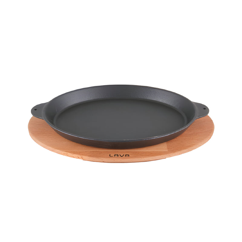 Cast Iron Oval Fajita Plate Small with Wooden Platter