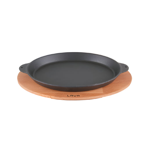 Cast Iron Oval Fajita Plate Small with Wooden Platter