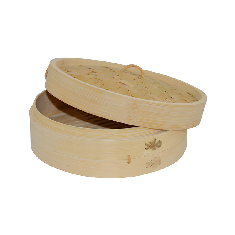 Dim Sum Bamboo Steamer with Base & Cover Medium