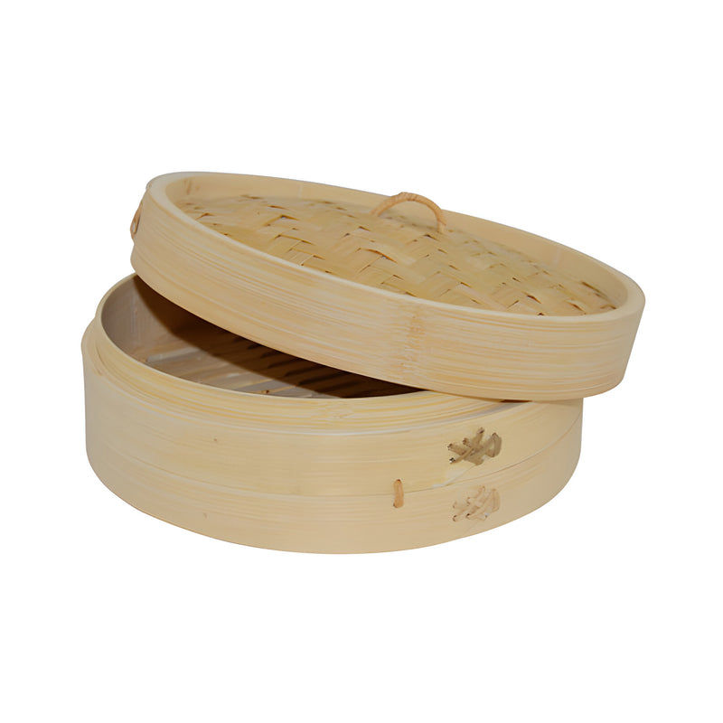 Dim Sum Bamboo Steamer with Cover Large