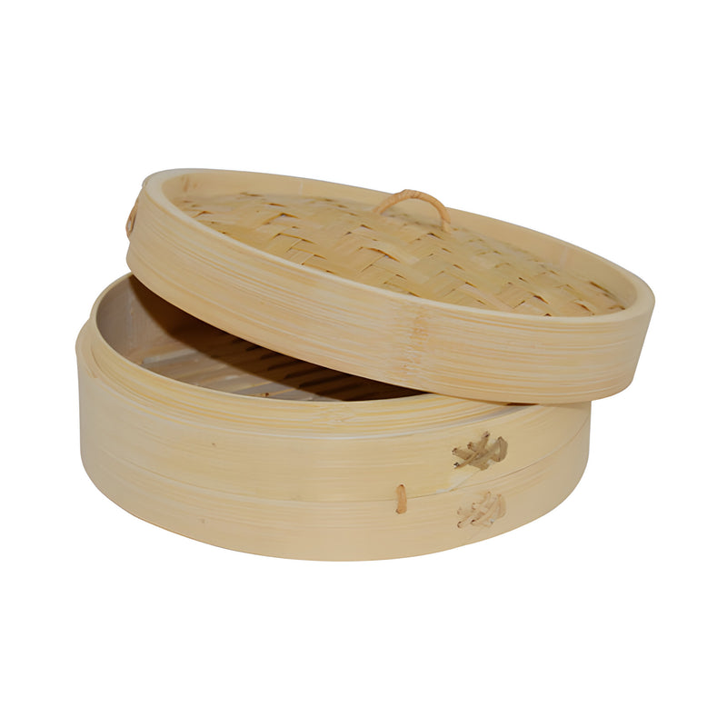 Dim Sum Bamboo Steamer with Base & Cover Large