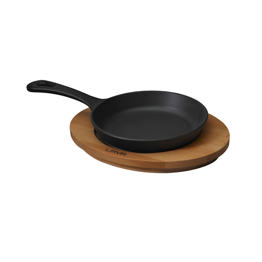 Cast Iron Round Skillet Small with Wood Underliner