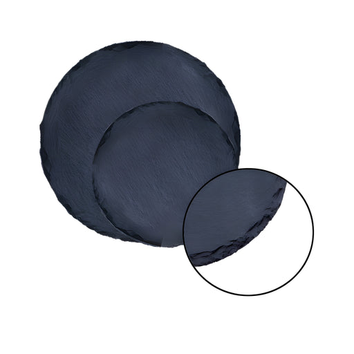 Natural Slate Round Plate Small, Scalloped Edge