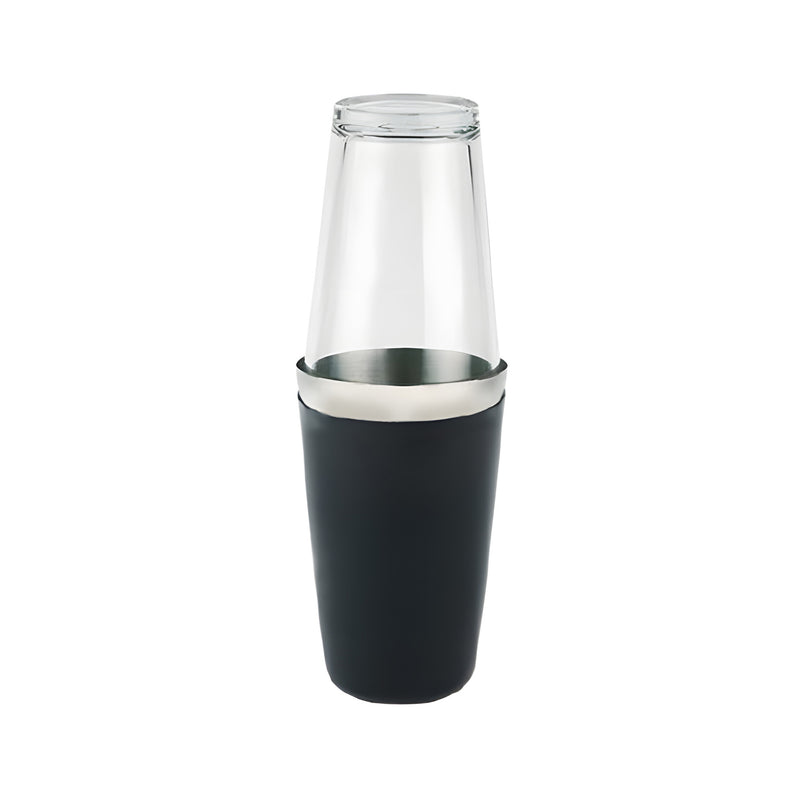 Boston Shaker, Black Stainless Steel Beaker with Glass