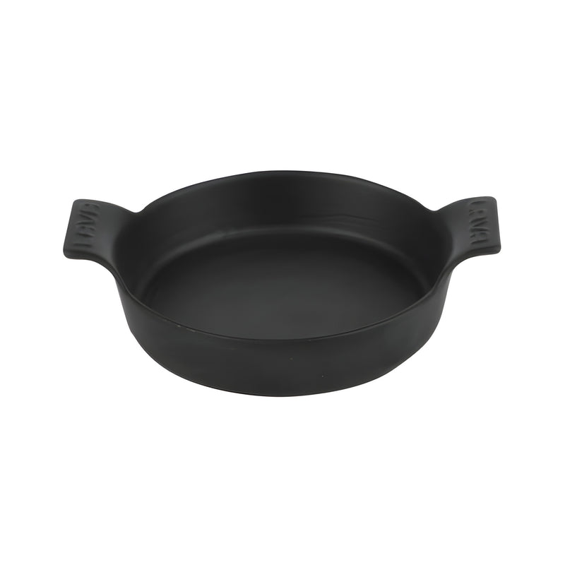 Cast Iron Round Dish Large with 2 Handles, Black