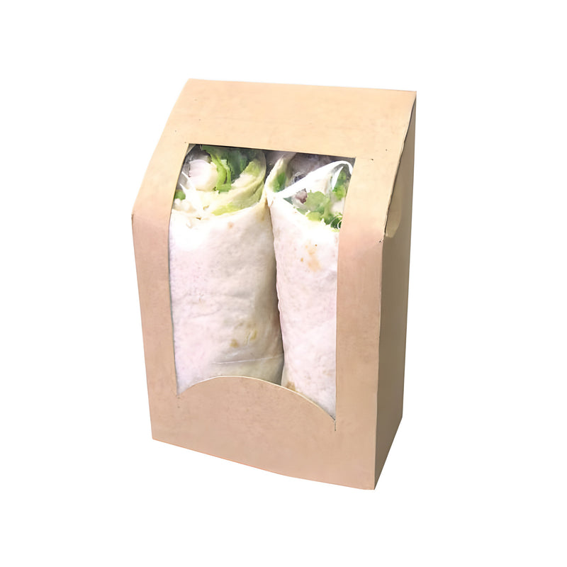Brown Kraft Wrap Sleeve with Window, Pack of 50