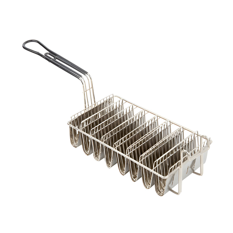 Taco Fry Basket, Nickel Plated with Black Vinyl Handle