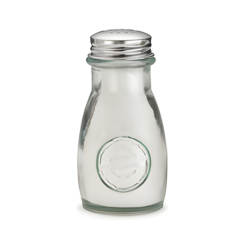 Authentic Salt or Pepper Shaker, Glass with Steel Top