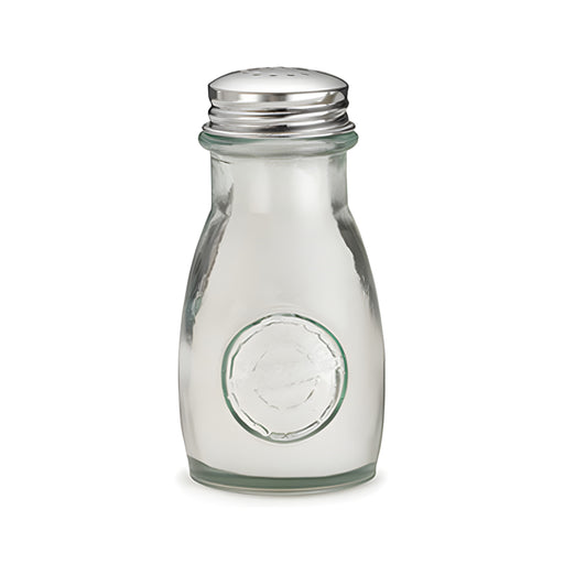 Authentic Salt or Pepper Shaker, Glass with Steel Top