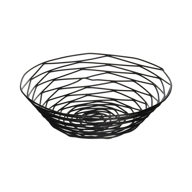 Round Basket, Black Powder-Coated Metal