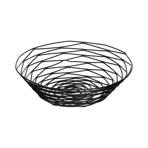 Round Basket, Black Powder-Coated Metal