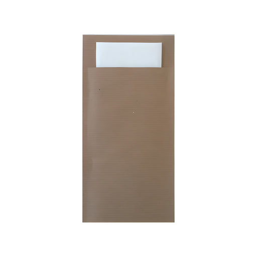 Ecoline Kraft Cutlery Pouch with White Napkin