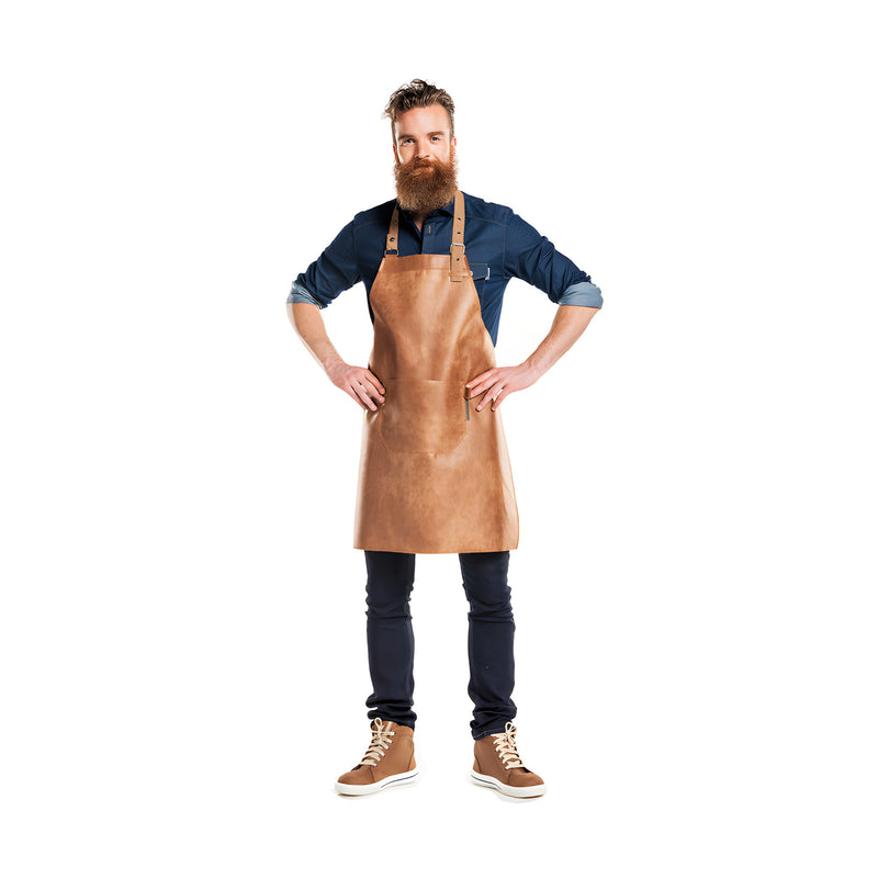 Regular Leather Bib Apron, Bourbon Gold