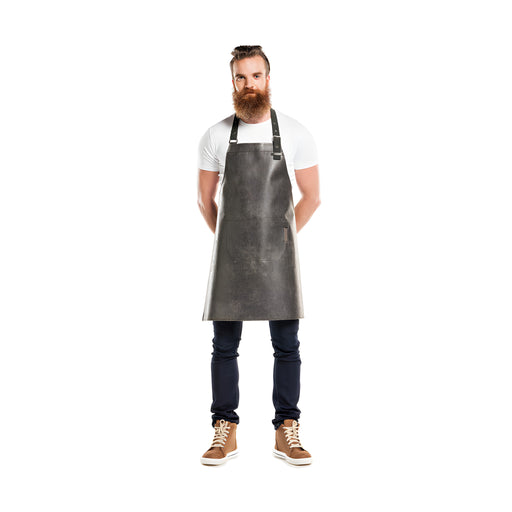 Regular Leather Bib Apron, Moonshine Black