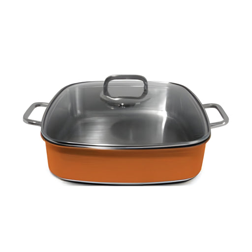 Rainbow Orange Square Roasting Pan 4L with Glass Lid, 3-Piece