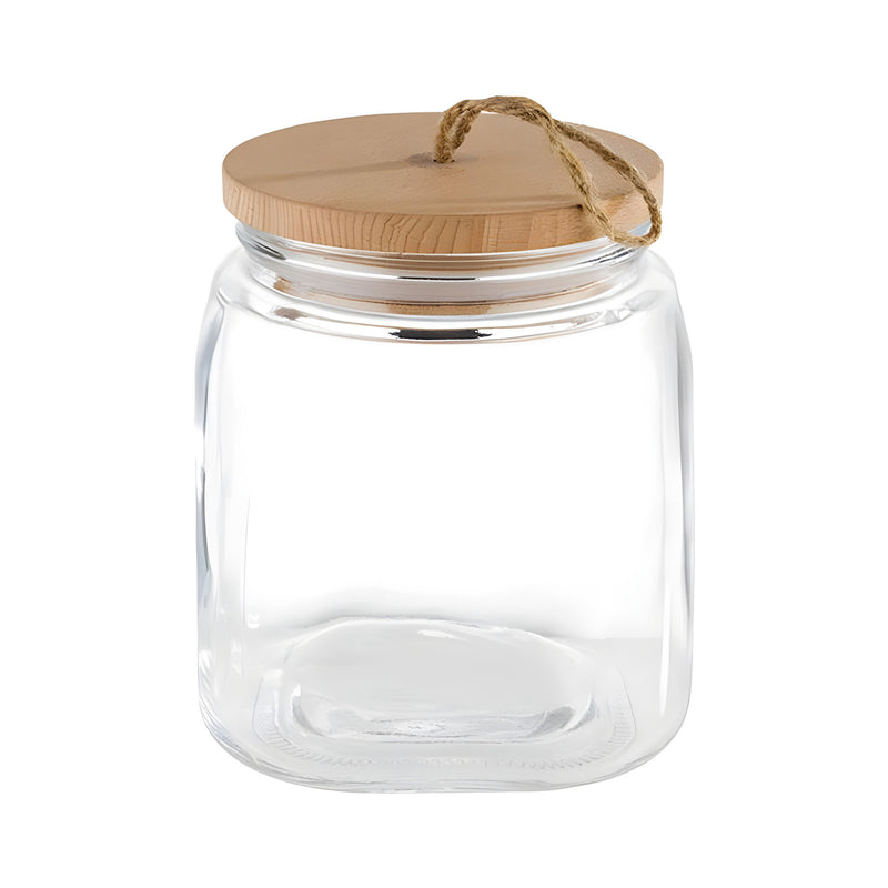 Glass Jar with Wooden Lid Large