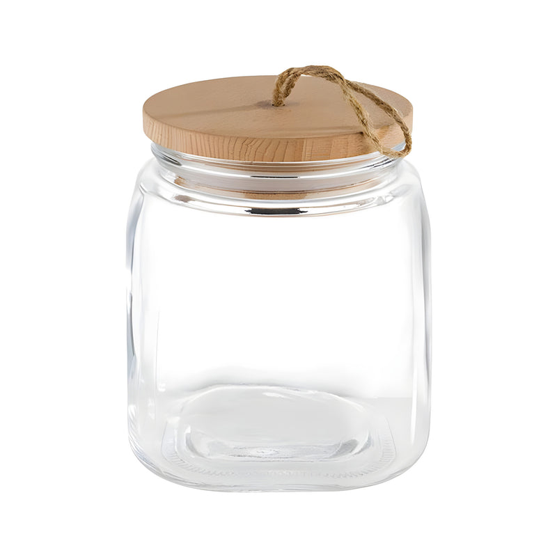 Glass Jar with Wooden Lid Small
