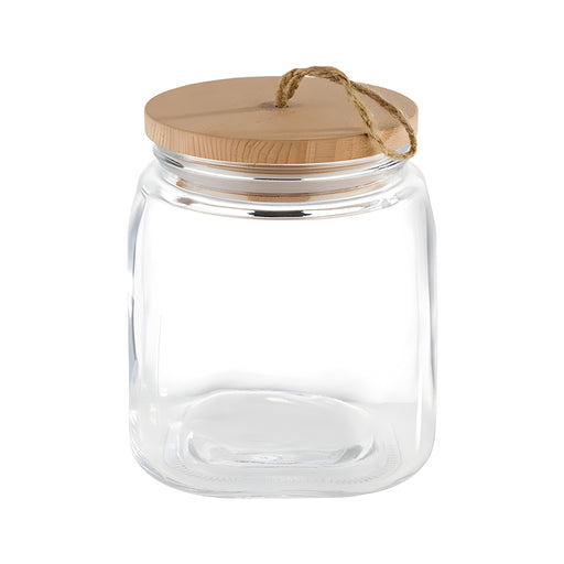 Glass Jar with Wooden Lid Small