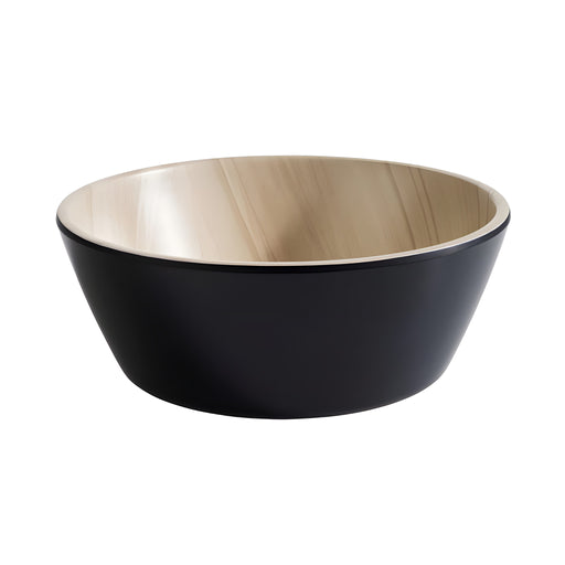 Frida Round Bowl Small, Black/Bamboo Melamine