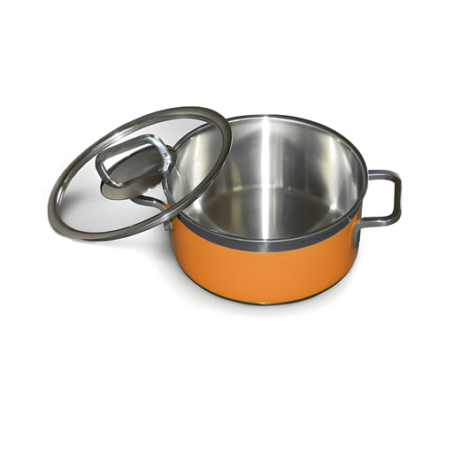 Rainbow Stew Pan 16 x H8cm 1.6L, 3-Ply Stainless Steel, Orange
