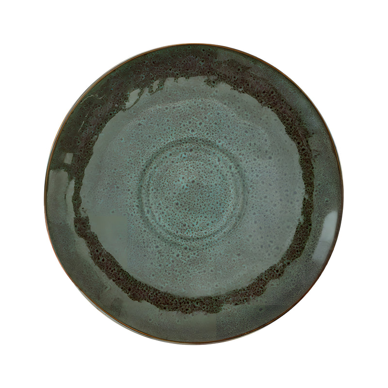 Sky Saucer, 2 Indents, Green Stoneware
