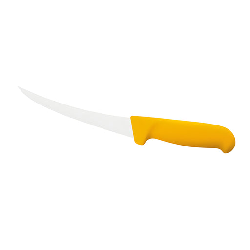 Boning Knife, Curved Blade, Yellow Handle