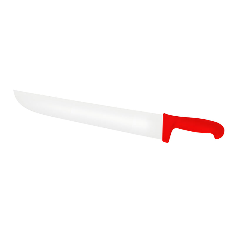 Butcher Knife, Wide Blade, Red Handle