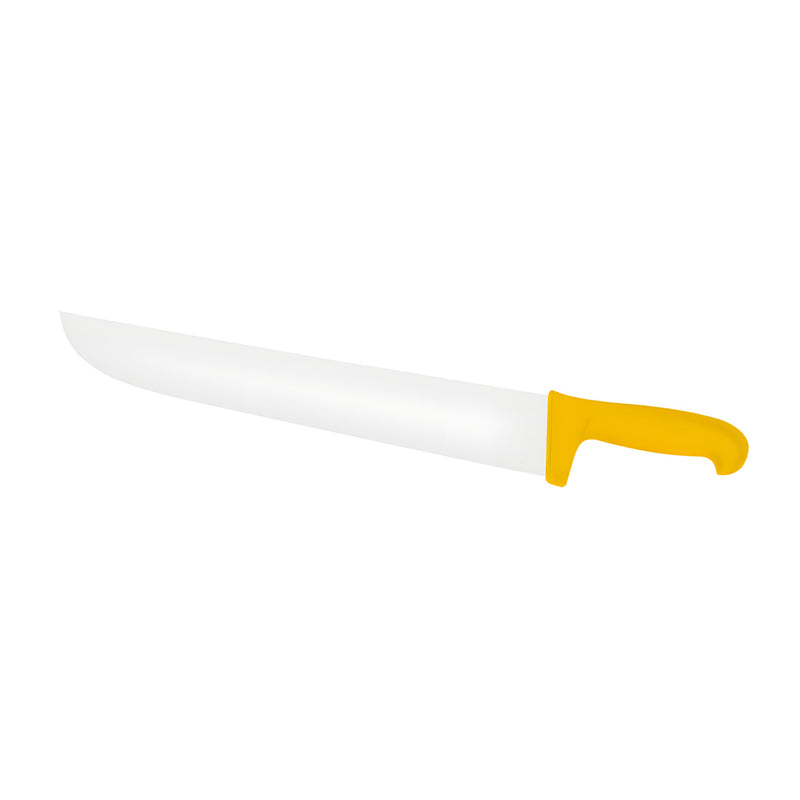 Butcher Knife Large, Wide Blade, Yellow Handle
