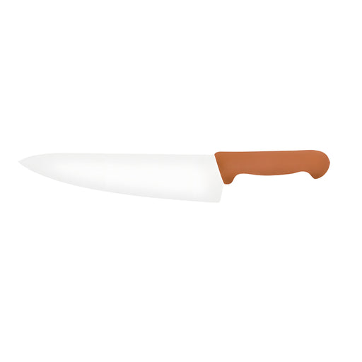 Chef's Knife Large, Wide Blade, Brown Handle
