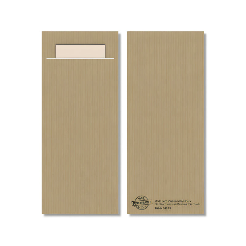 Ecoline Kraft Cutlery Pouch with Recycled Napkin, Beige