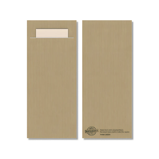 Ecoline Kraft Cutlery Pouch with Recycled Napkin, Beige