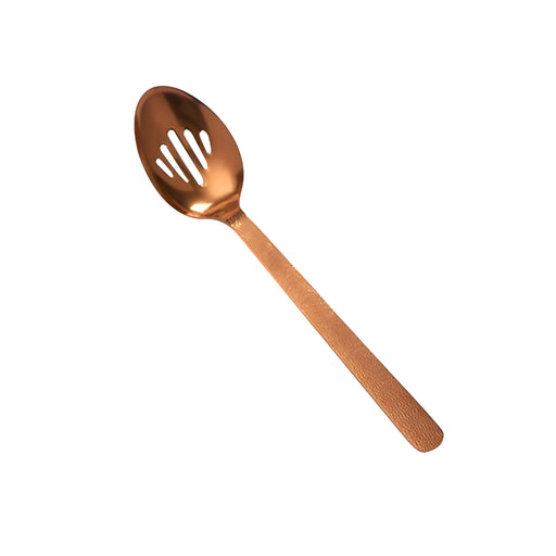 Vintage Bronze Slotted Spoon, Hammered Finish