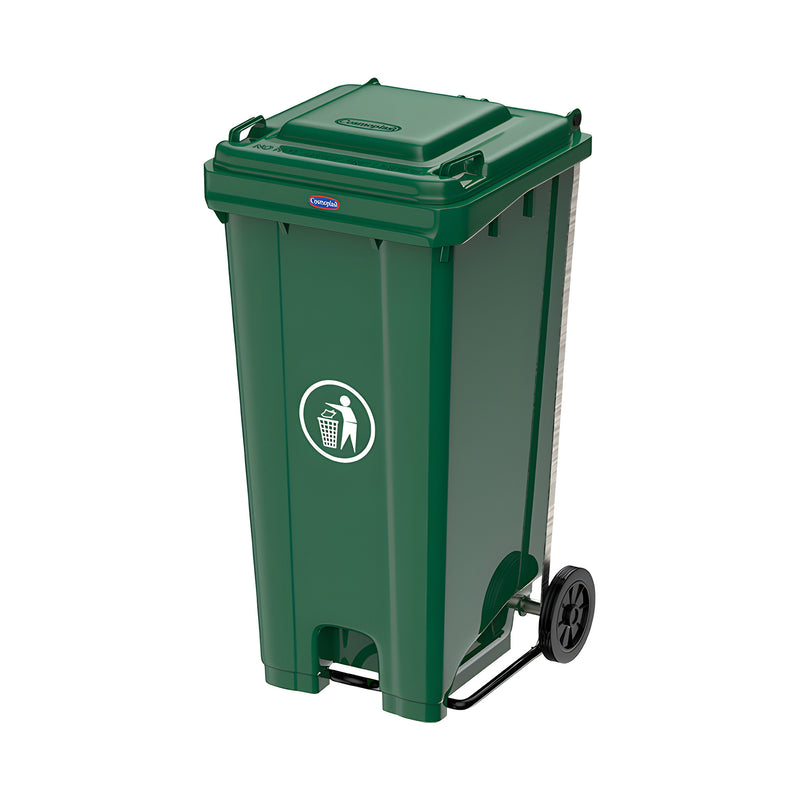 Green Industrial Mobile Bin with Heavy-Duty Steel Pedal