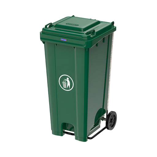 Green Industrial Mobile Bin with Heavy-Duty Steel Pedal