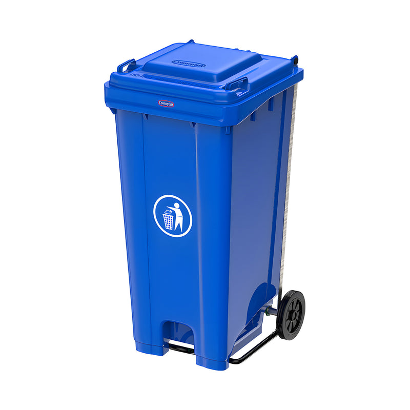 Blue Industrial Mobile Bin with Heavy-Duty Steel Pedal