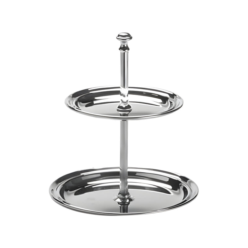 Petit Four Stand 2-Tier 14.3xH19.7cm, Stainless Steel