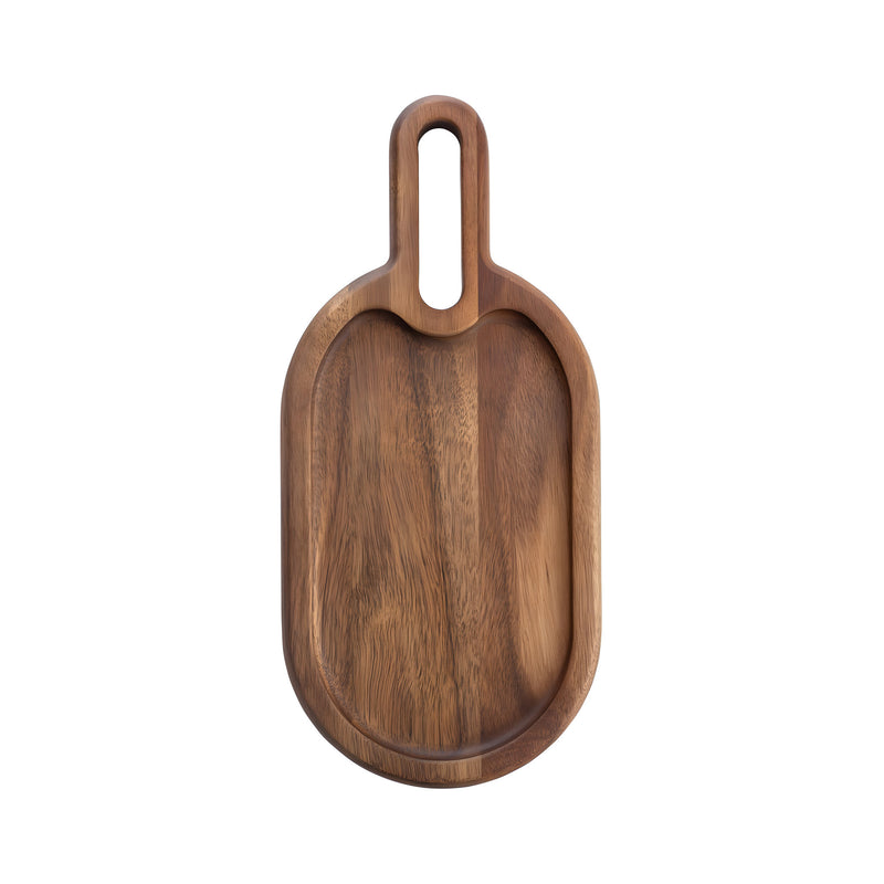 Acacia Oblong Snack Tray with Handle Small