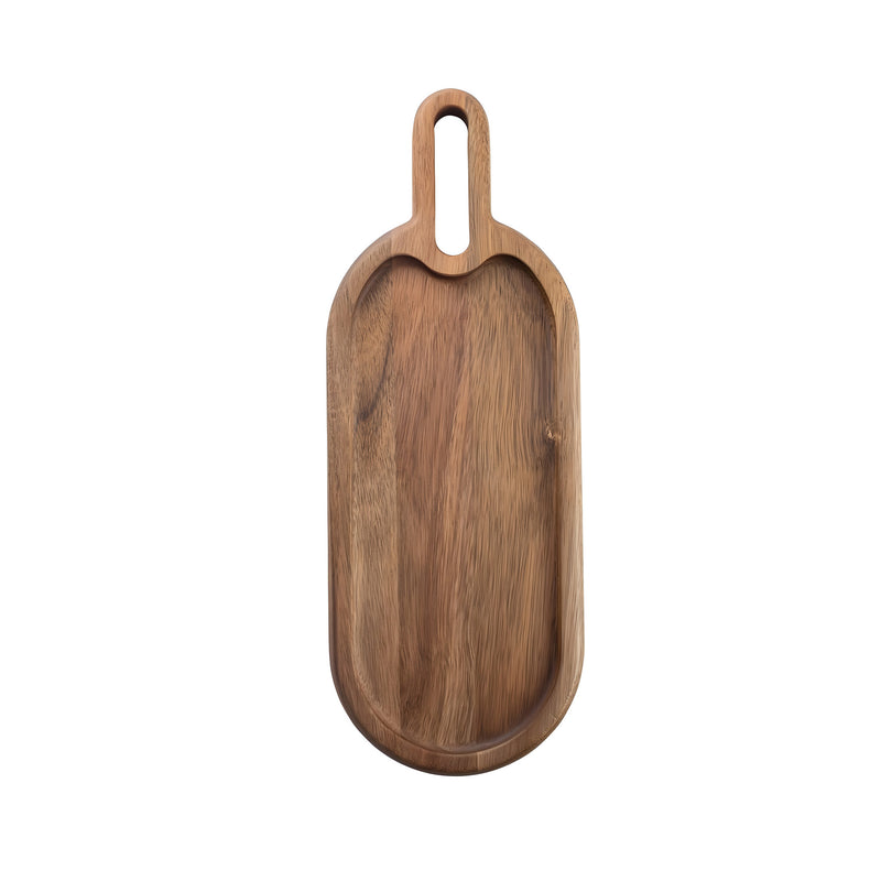 Acacia Oblong Snack Tray with Handle Large