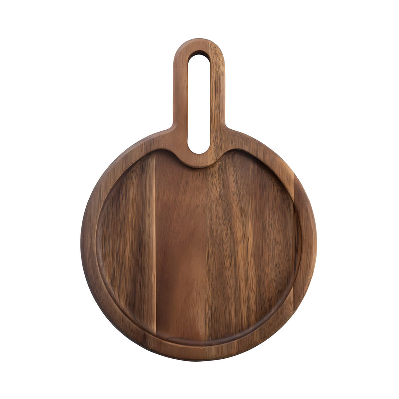 Acacia Round Snack Tray with Handle
