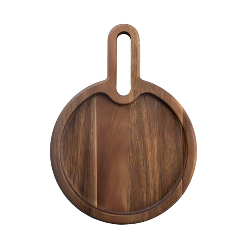Acacia Round Snack Tray with Handle