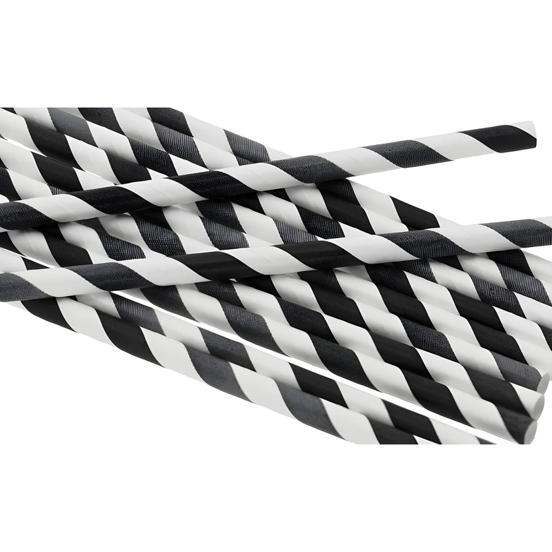 White/Black Striped Paper Straws, Pack of 250