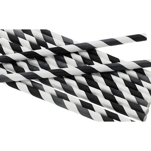 White/Black Striped Paper Straws, Pack of 250
