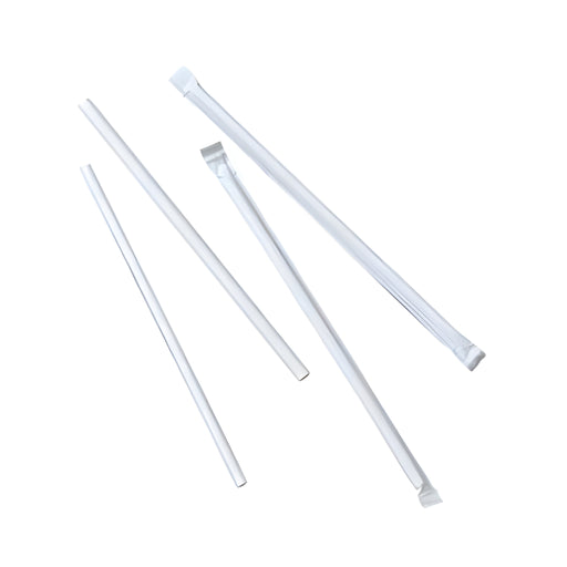 White Paper Straws, Individually Packed, Pack of 250